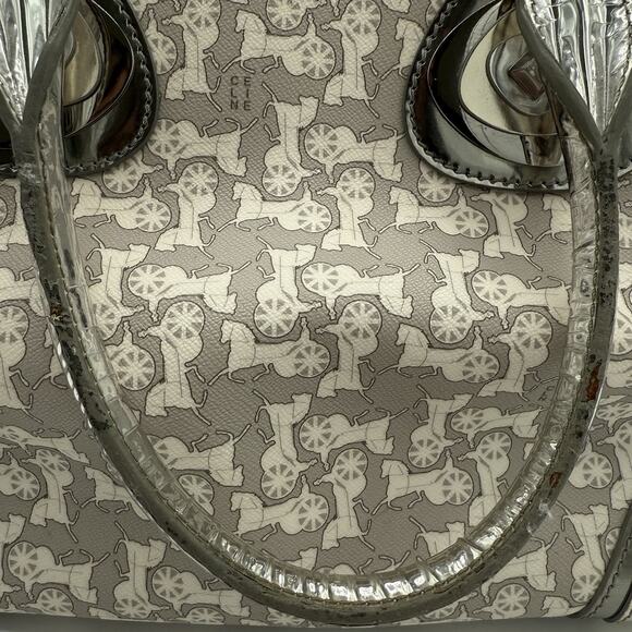 CELINE Handbag PVC Leather Gray Silver Auth bs17463 - Picture 10 of 11